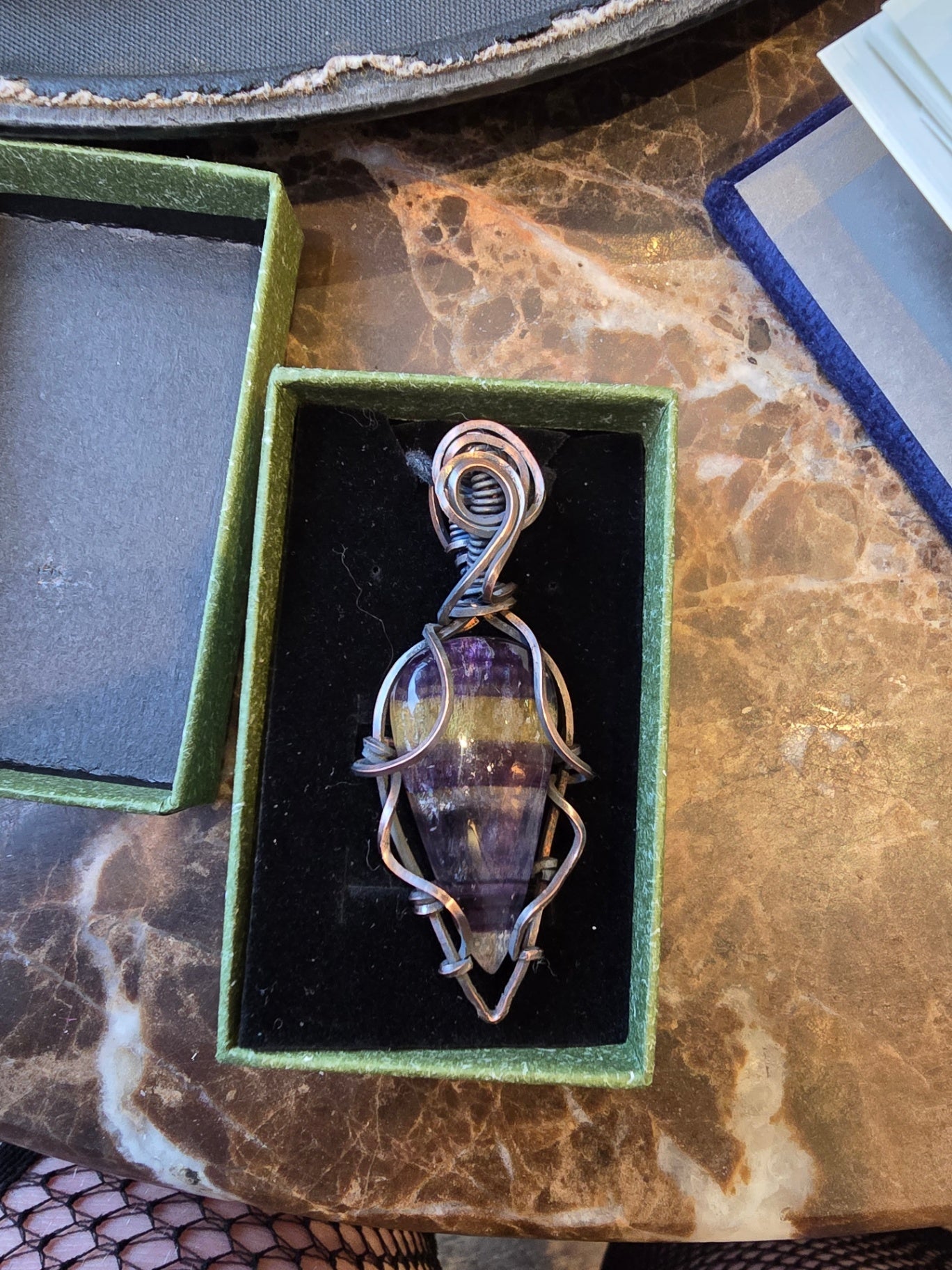 Flourite wire wrapped pendant