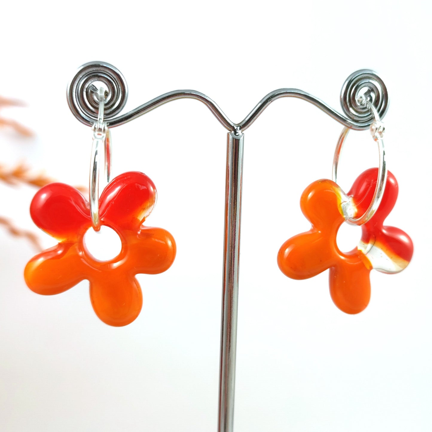 Orange Glass Hoop earrings