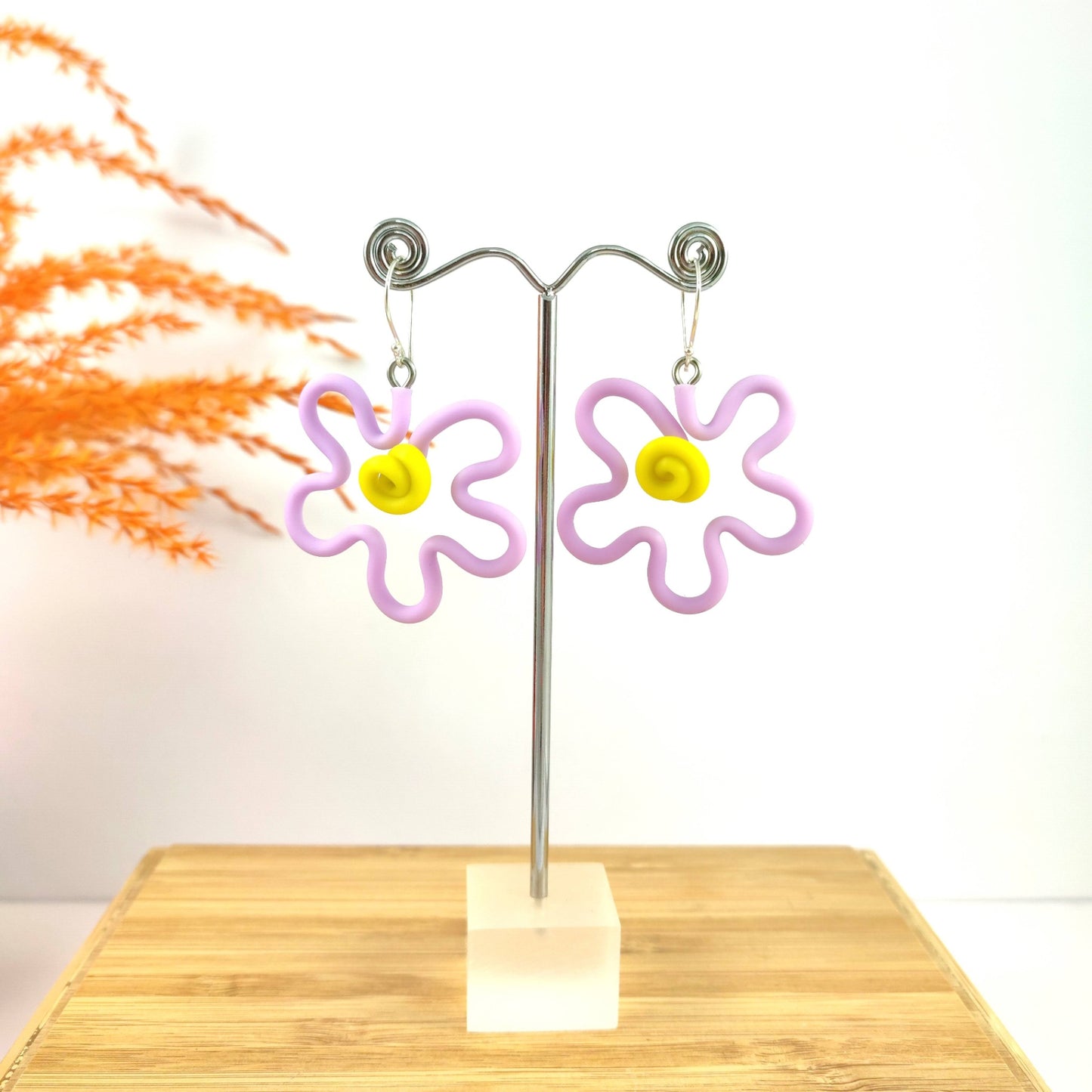 Lilac Squiggle Flower earrings