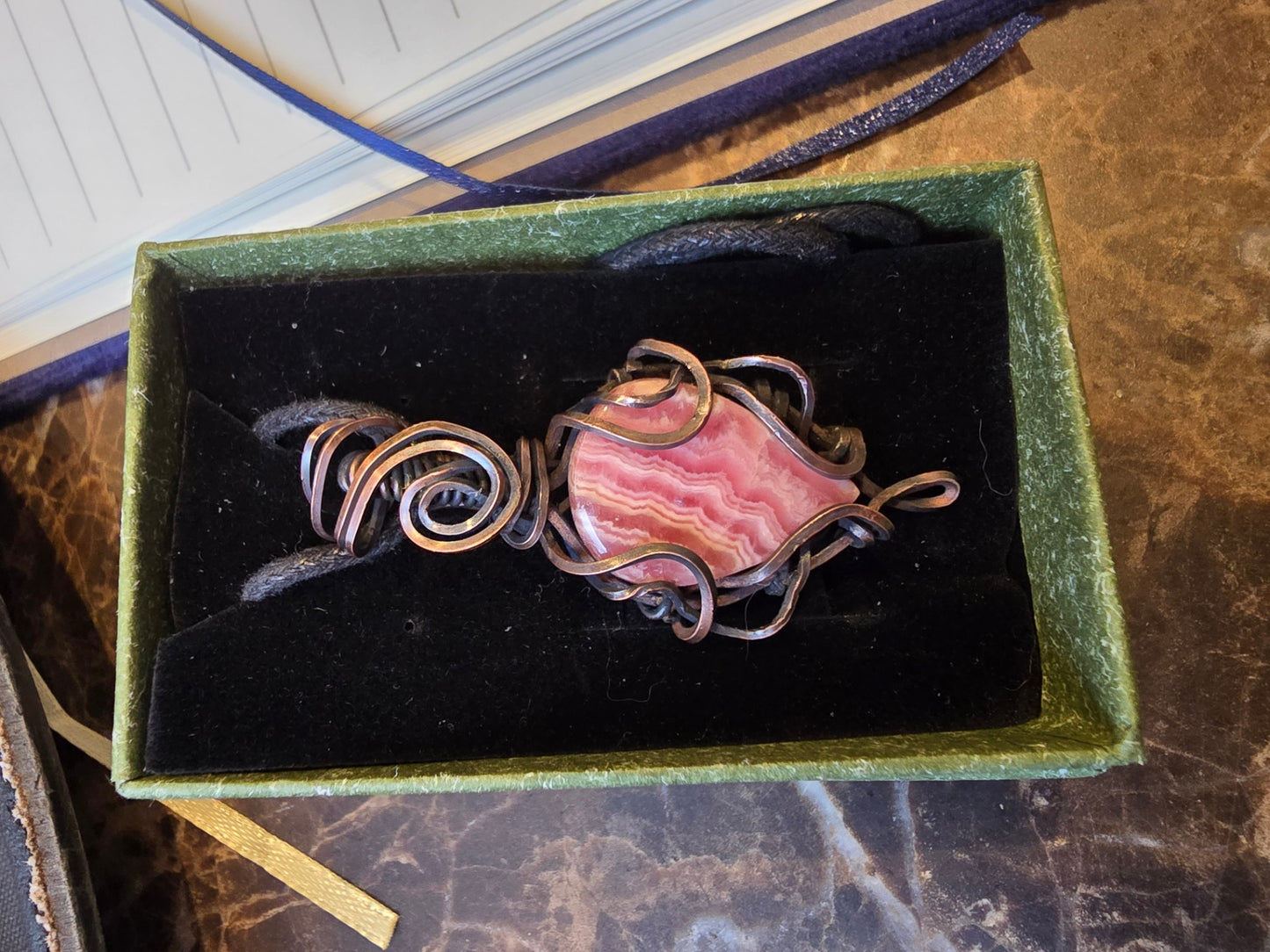 Rhodonite wire wrapped pendant
