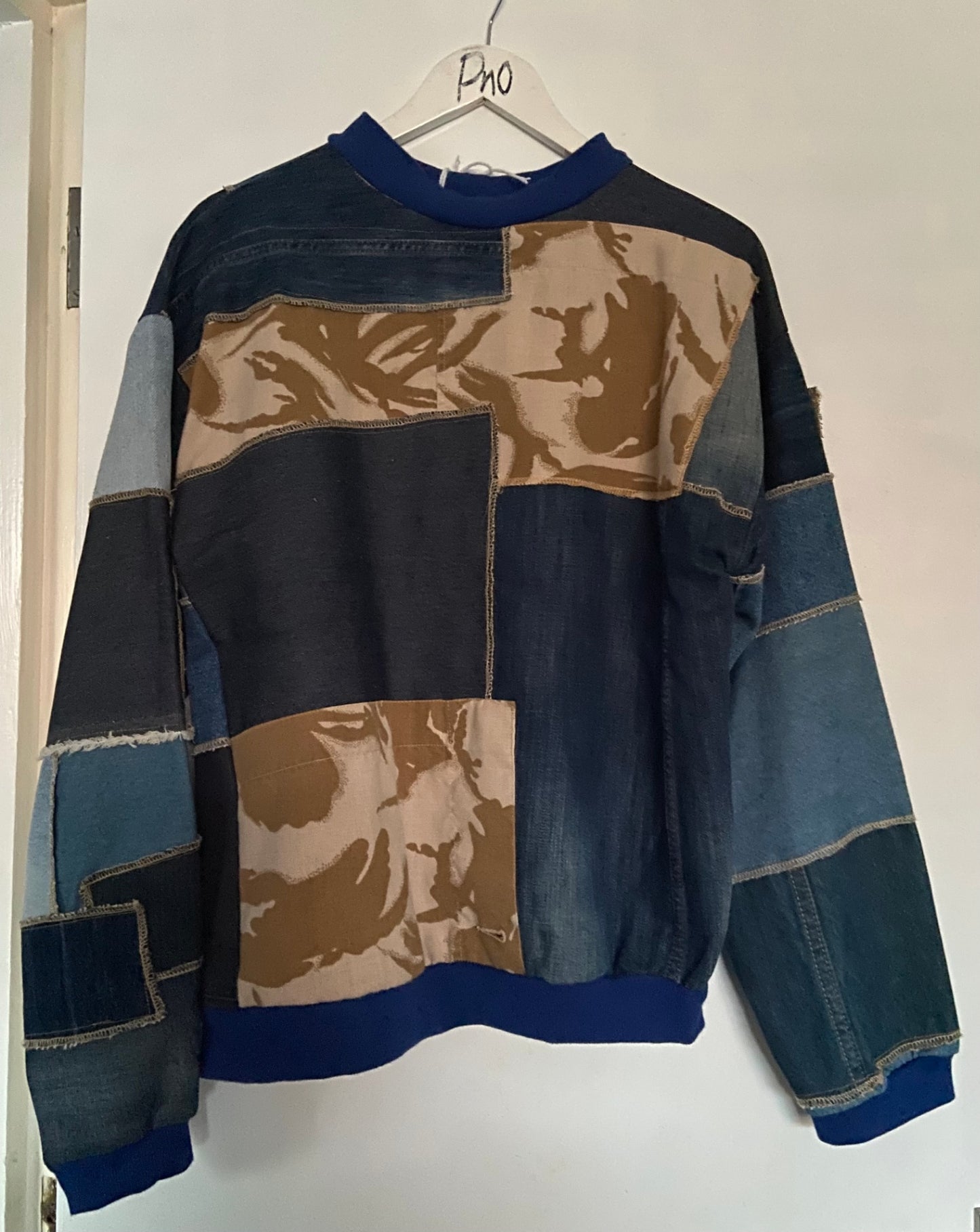 Denim Patchwork Sweatshirt
