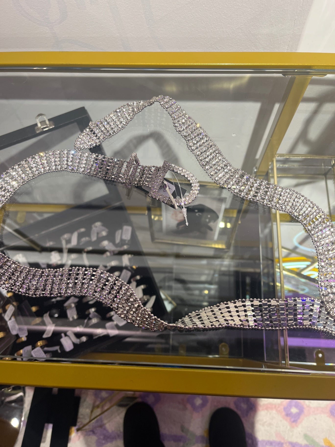 Silver diamanté belt