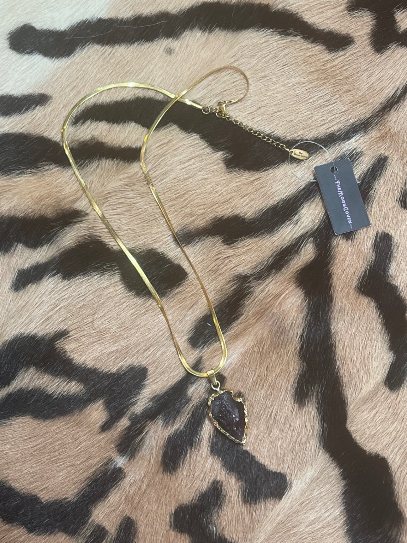 Raw Obsidian shield necklace