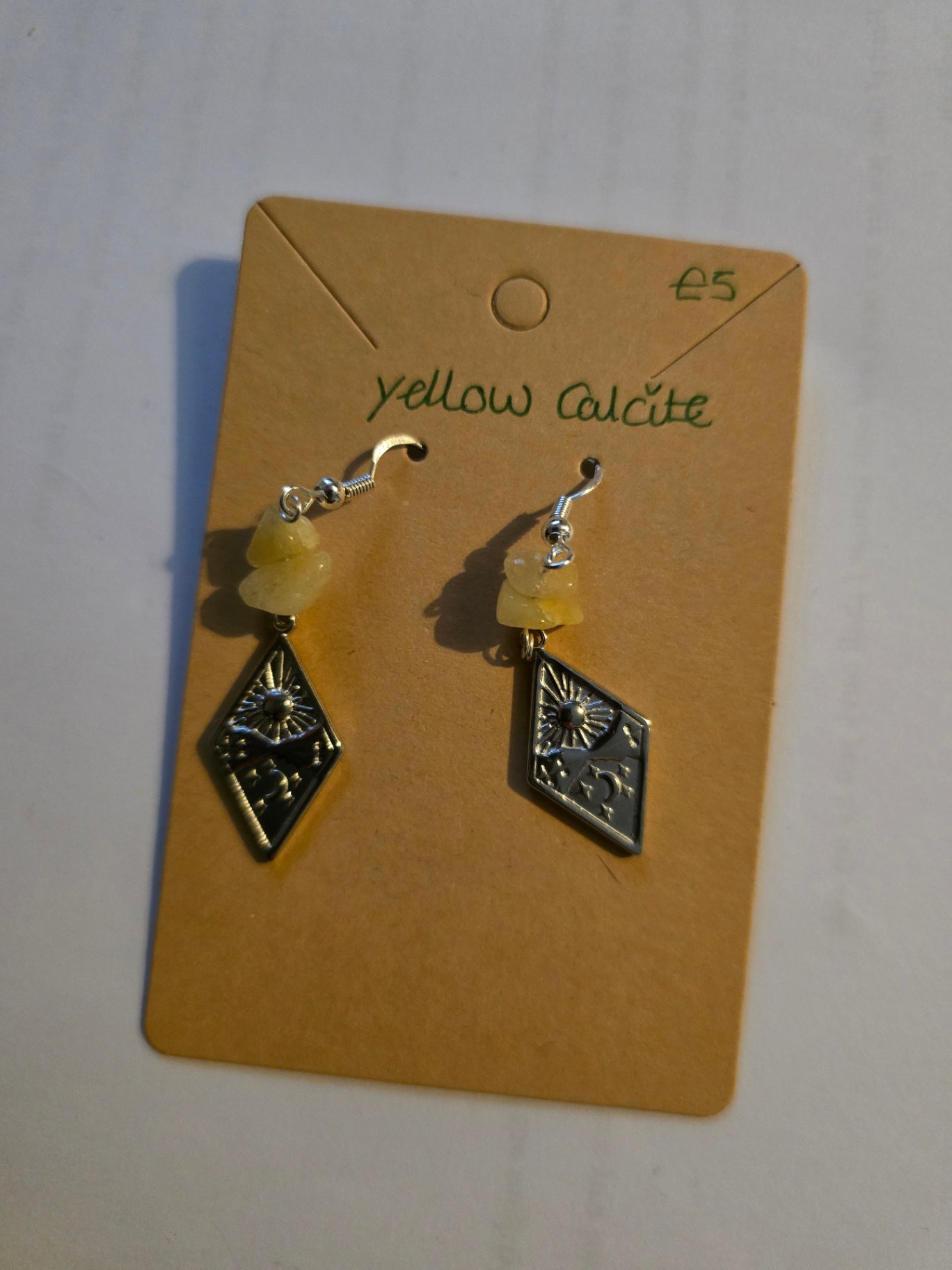 Yellow calcite diamond earrings