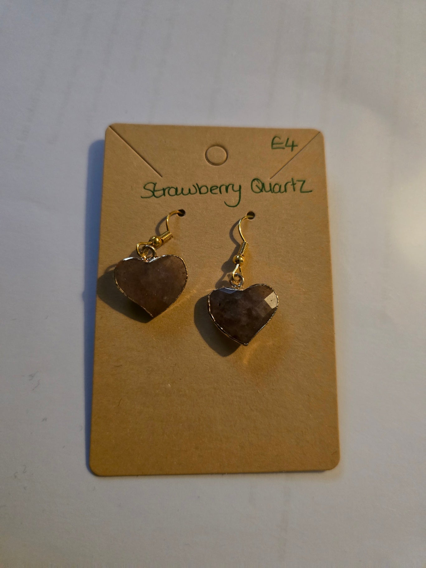 Strawberry quartz heart earrings