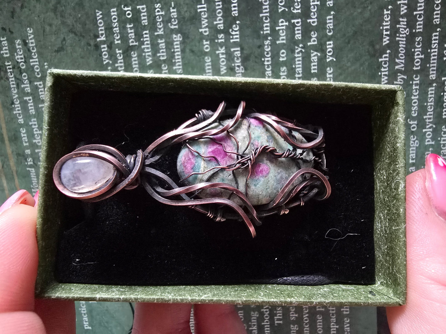 ruby in fuchsite and moonstone tree of life