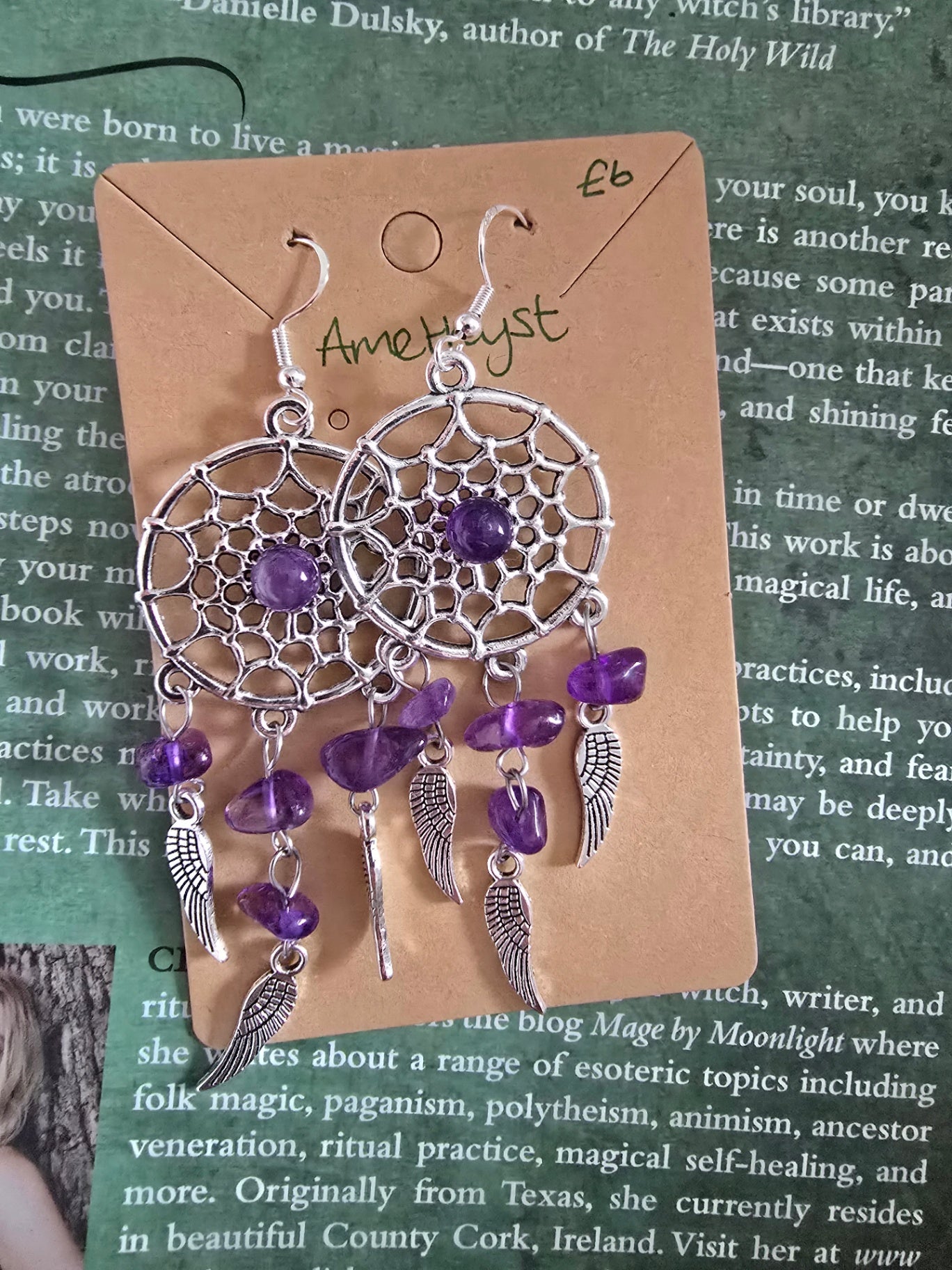 Amethyst dream catcher earrings