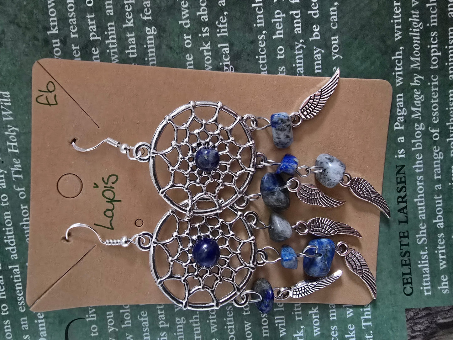 Lapis dream catcher earrings