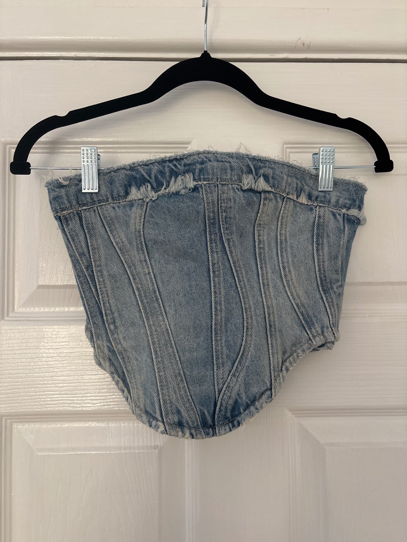 Denim Bardot corset top
