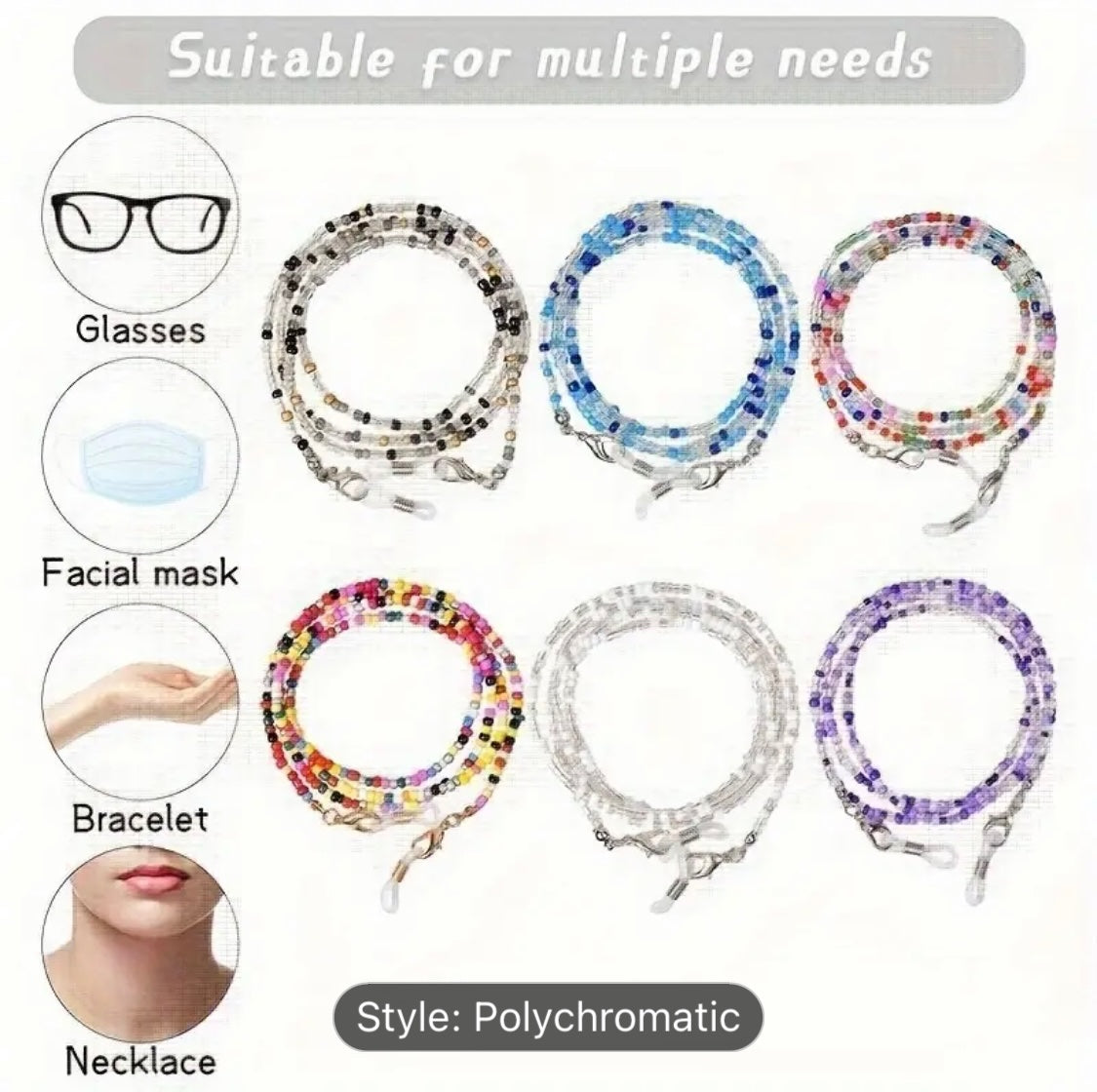Red Mix Bead Sunglasses Chain