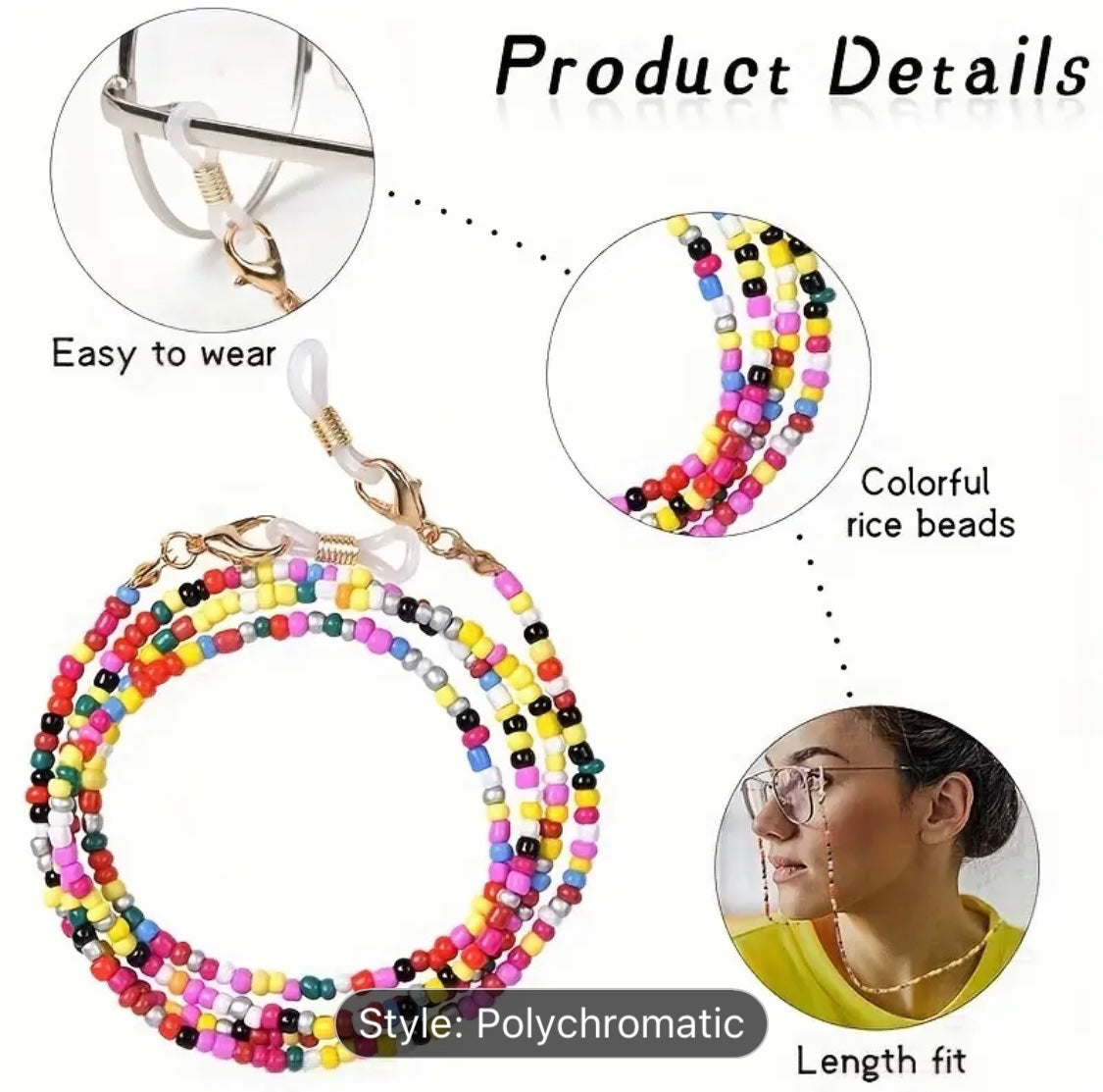 Red Mix Bead Sunglasses Chain