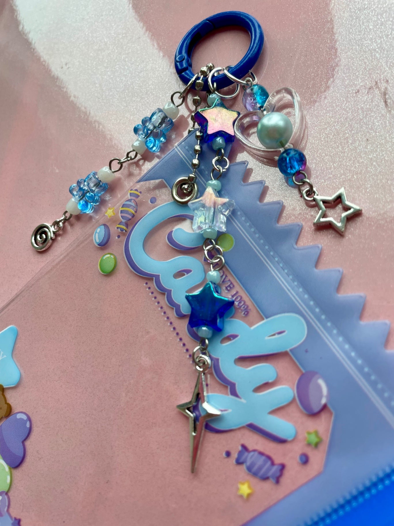 Blue Trinket Pouch Keychain
