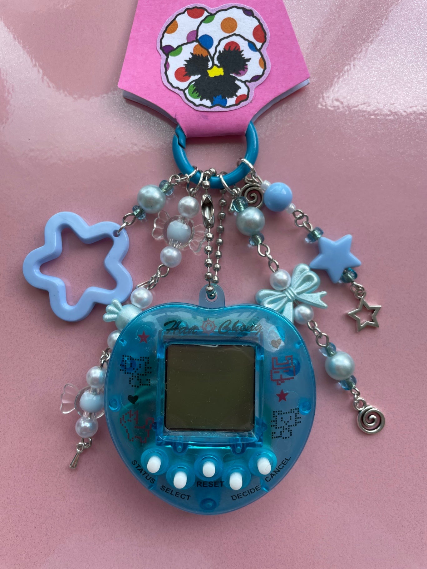 Blue Transparent Virtual Pet Keychain