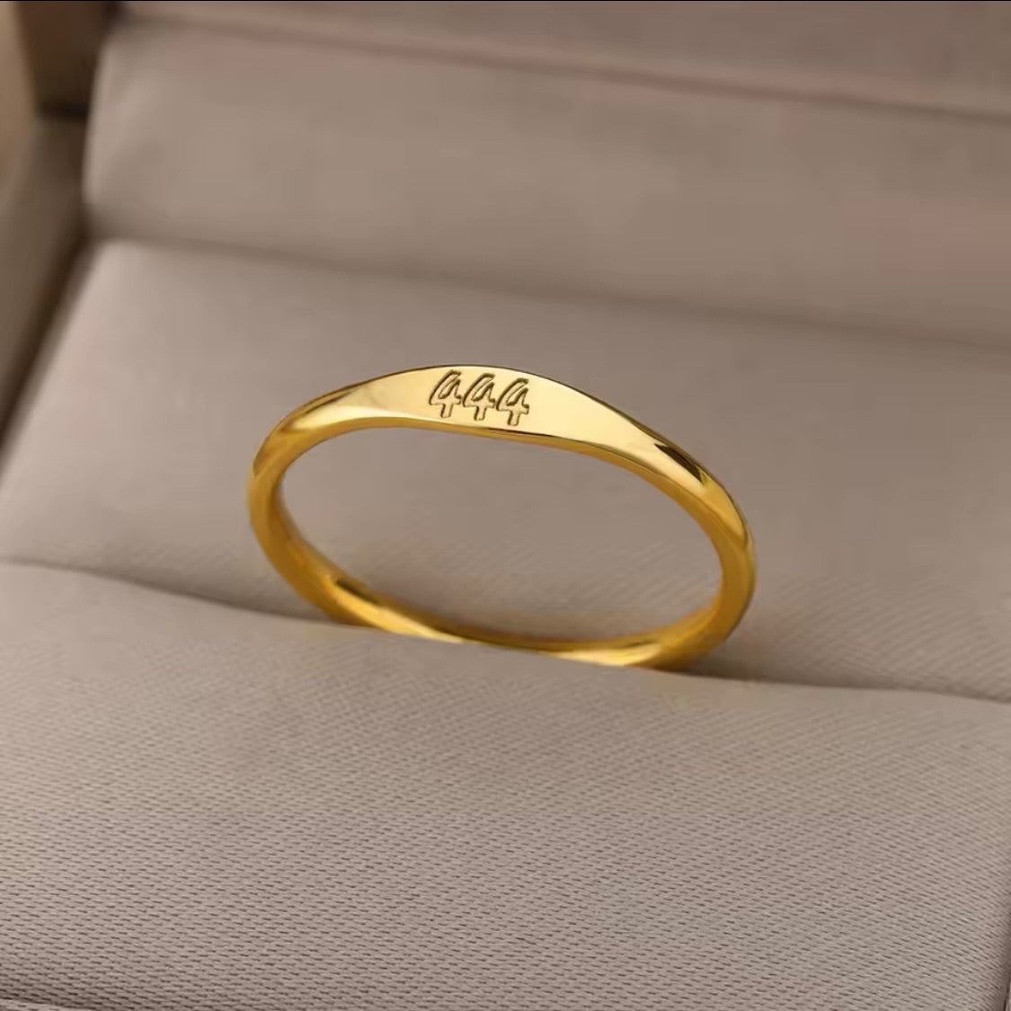 444 Angel number Gold Ring