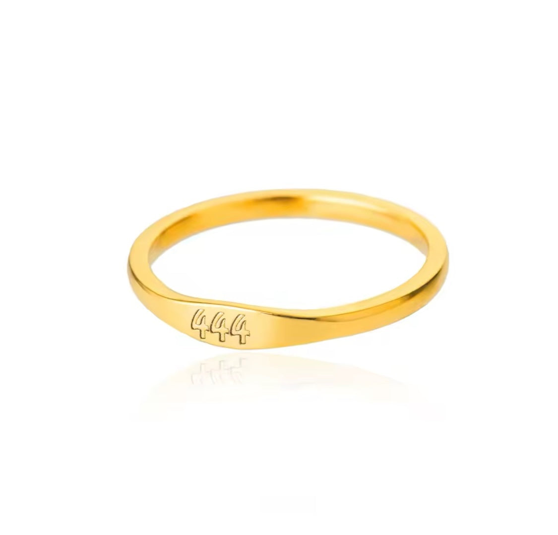 444 Angel number Gold Ring