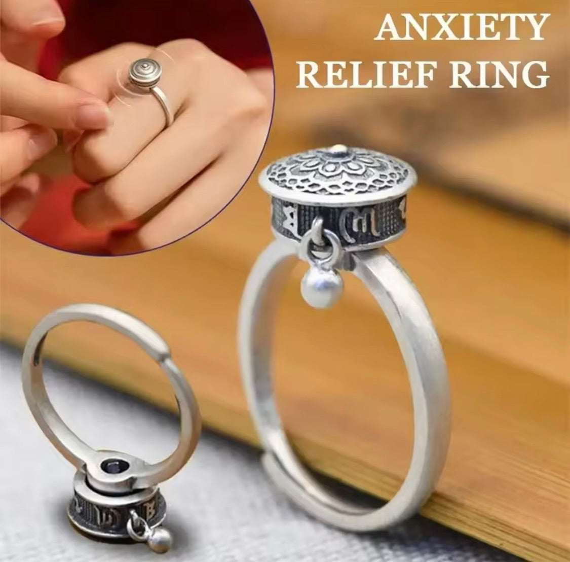 Tibetan Anti-Anxiety Silver Ring