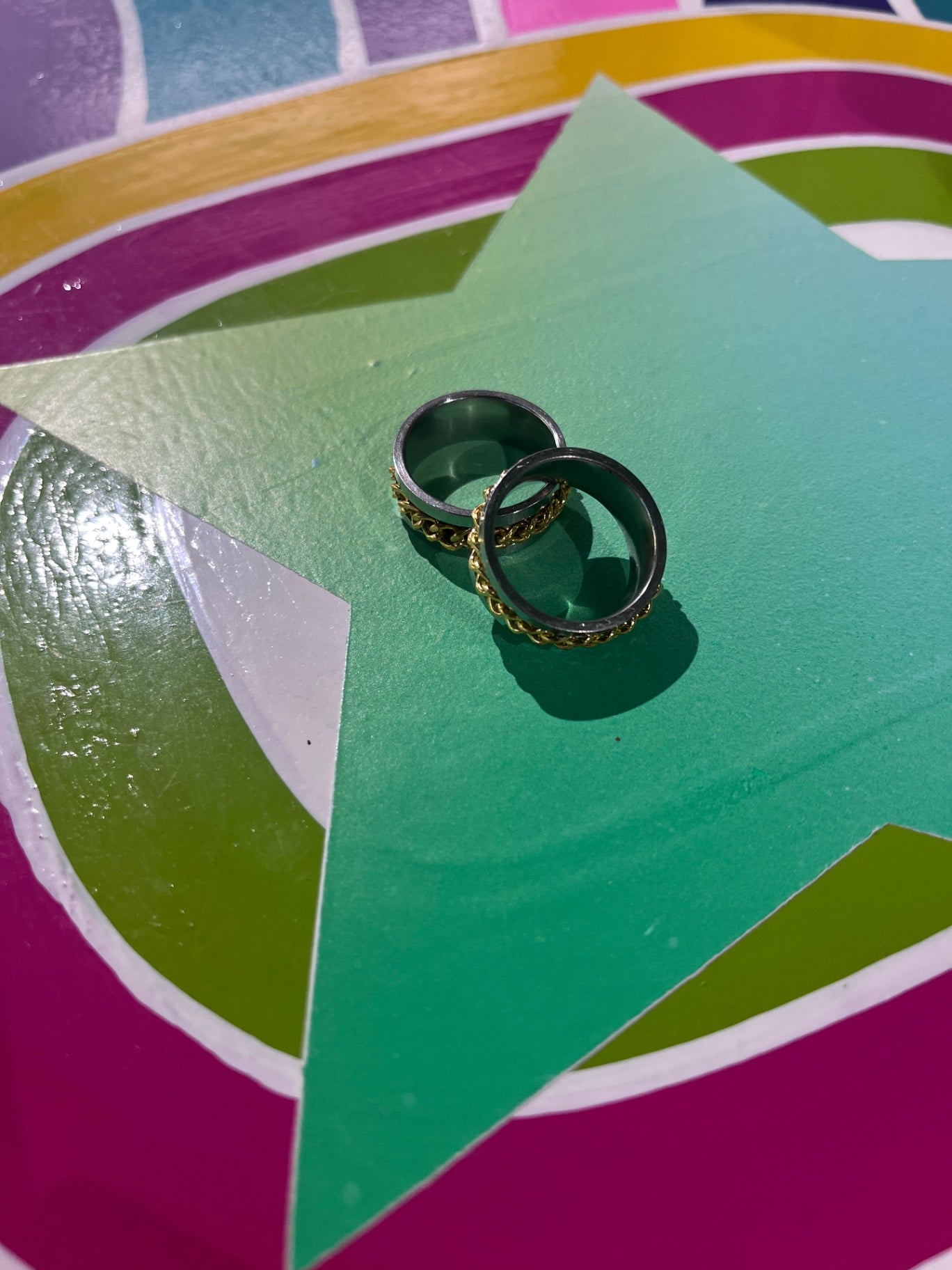 Anti Anxiety Silver Gold Chain Ring S7