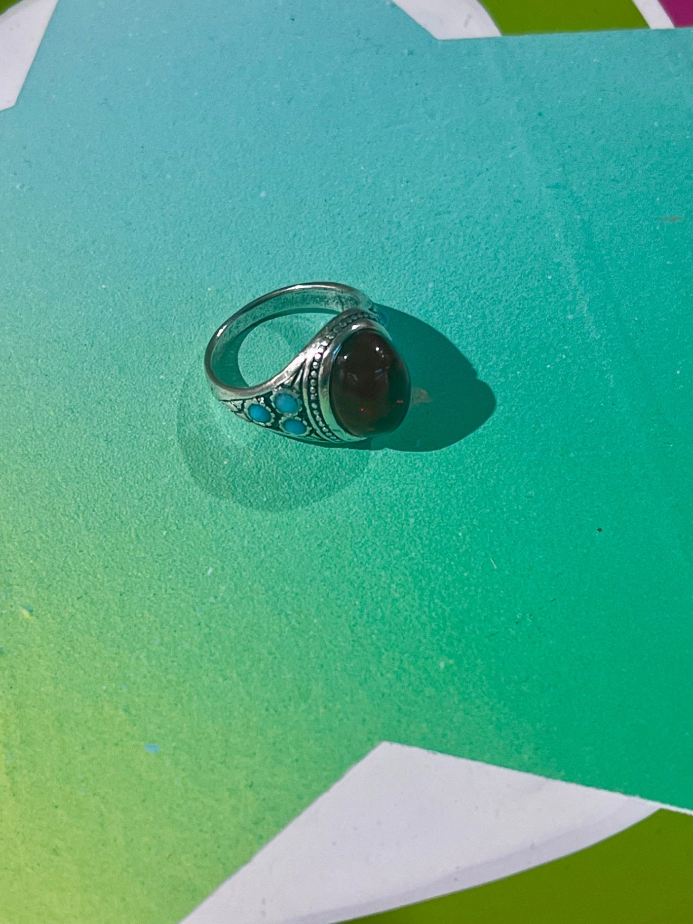Silver Red Jewell ring