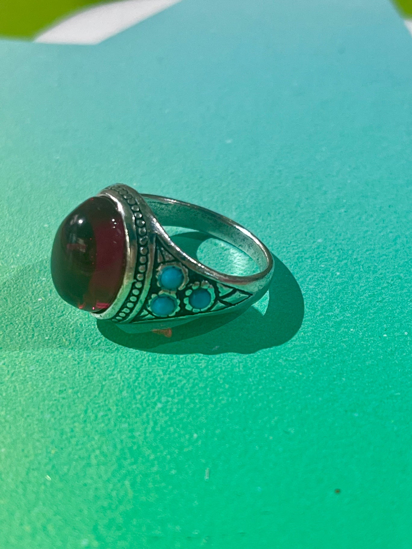Silver Red Jewell ring