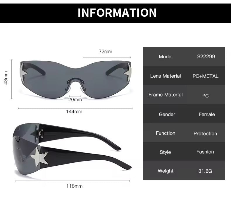 Y2K Black Star Sunnies