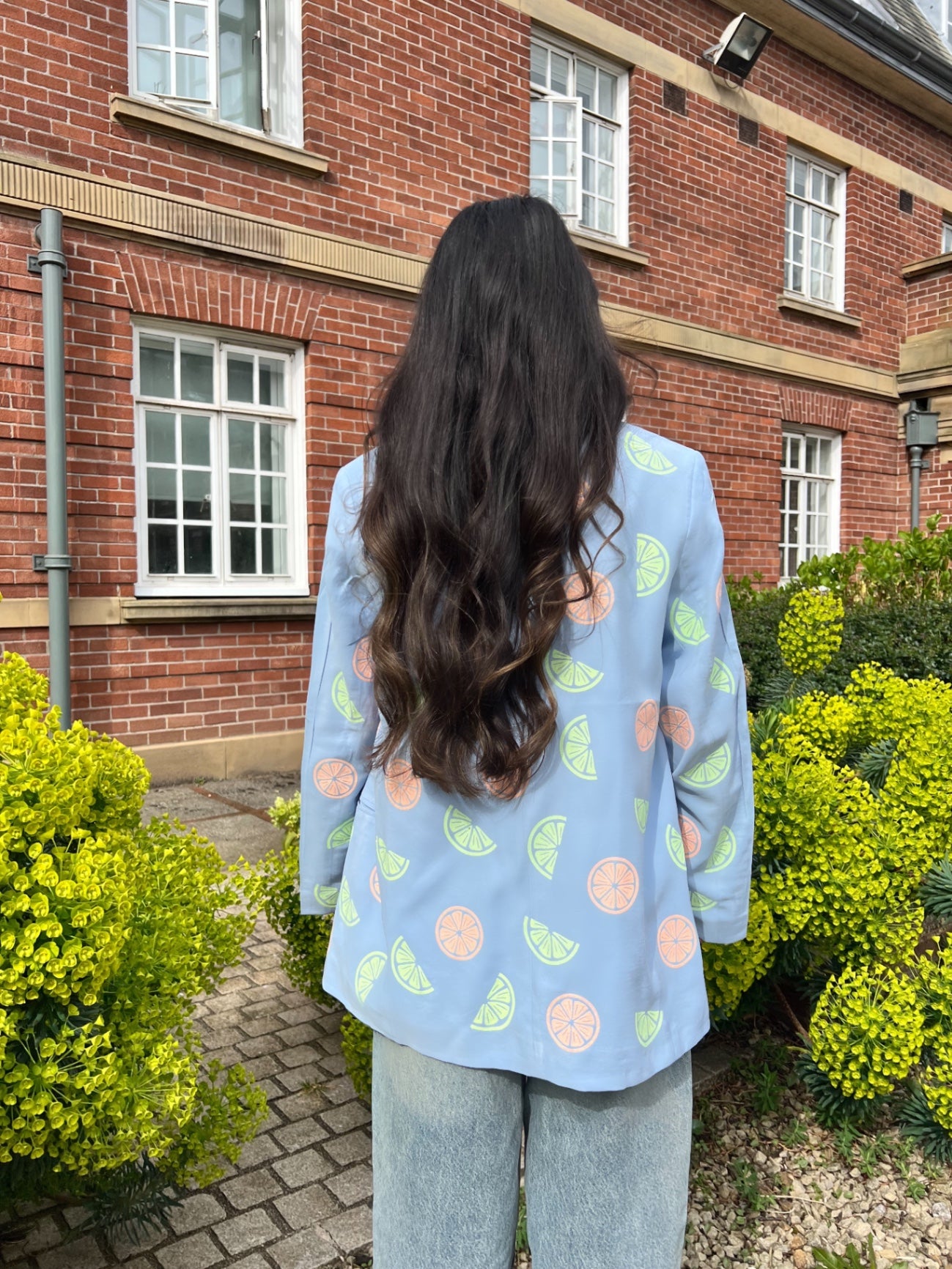 Orange and Lemons Blue Blazer