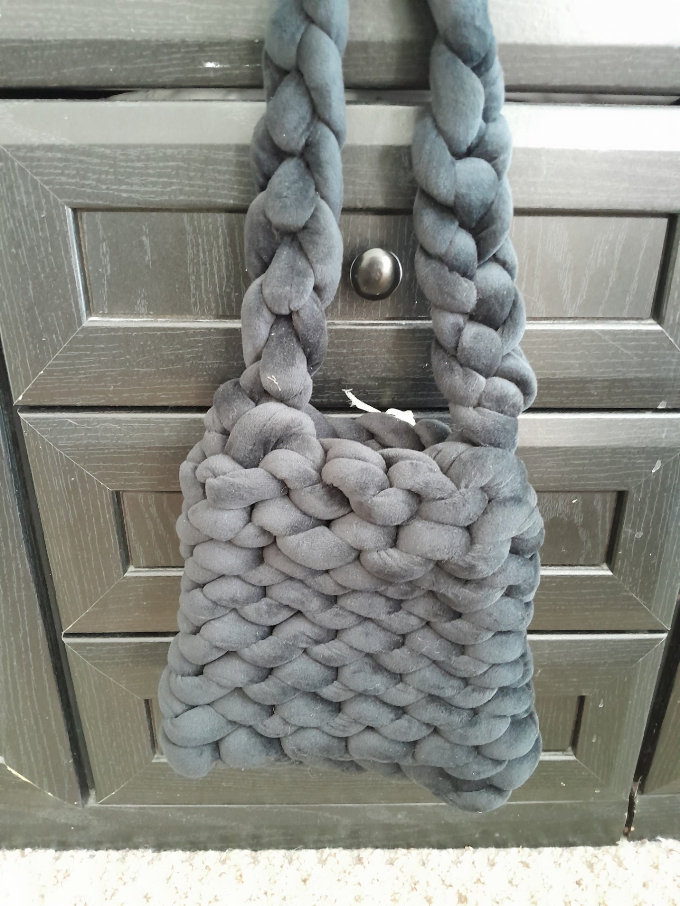 Crochet Bag Long Handle Grey
