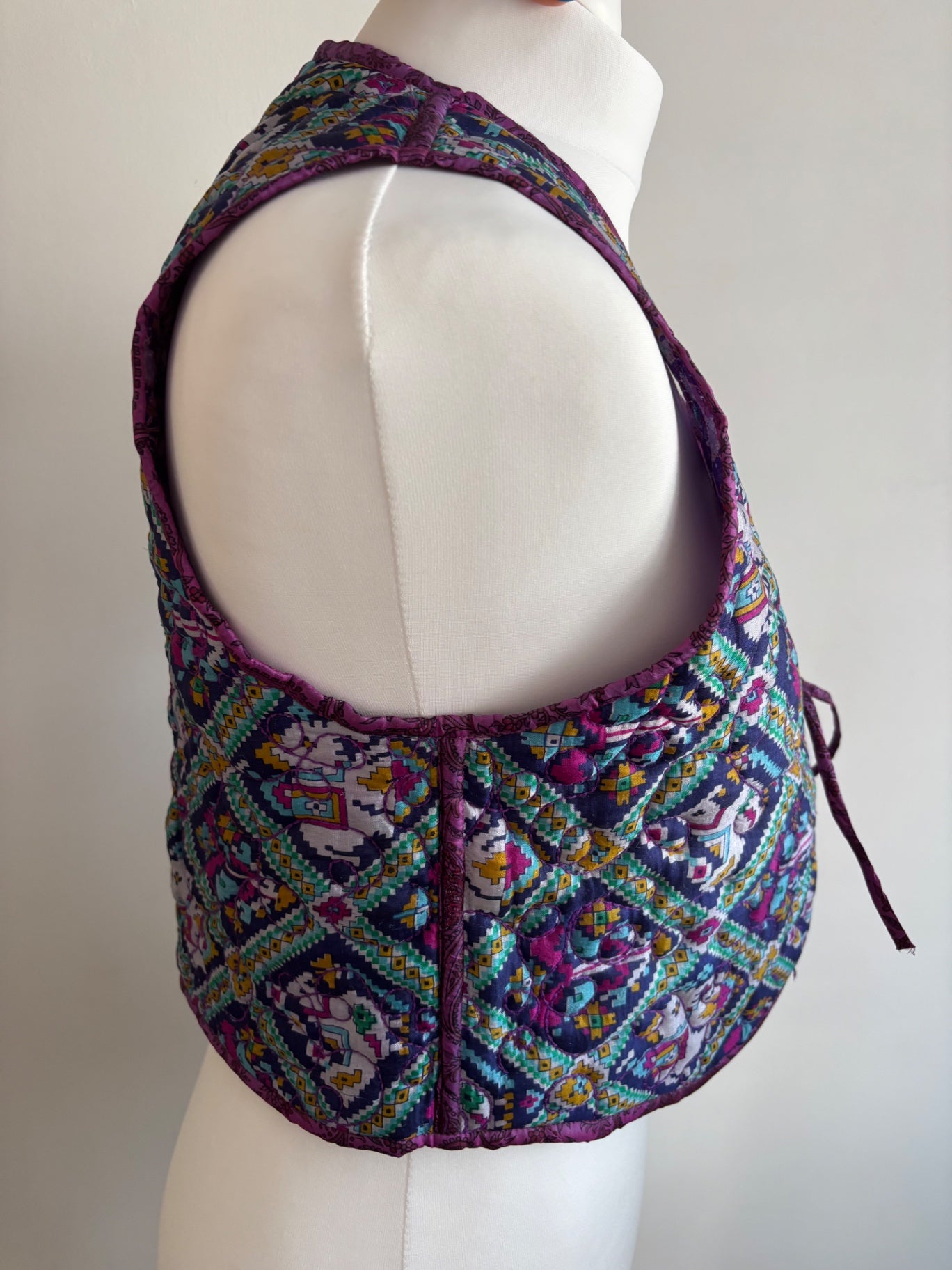 Reversible silk waistcoat handmade from Vintage Indian Sari