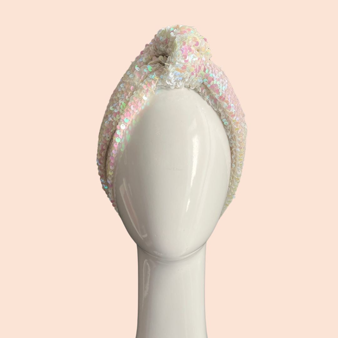 Reversable sequin turban headband