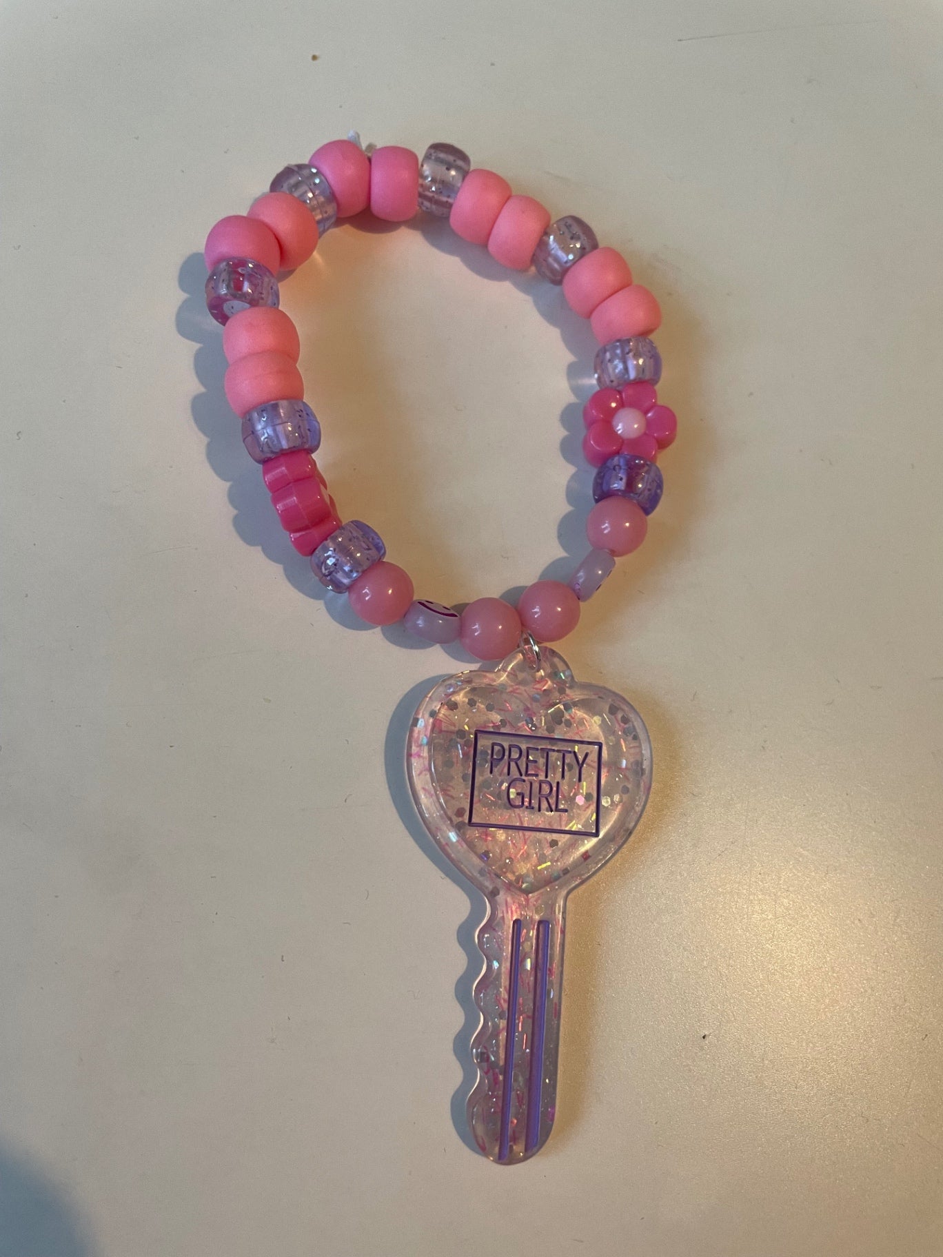 Matte Pink Crystal Key Kandi Single