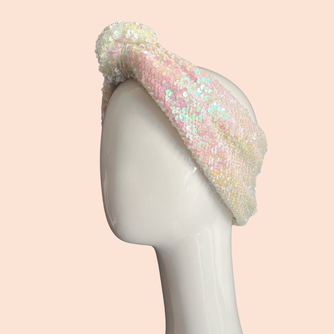 Reversable sequin turban headband