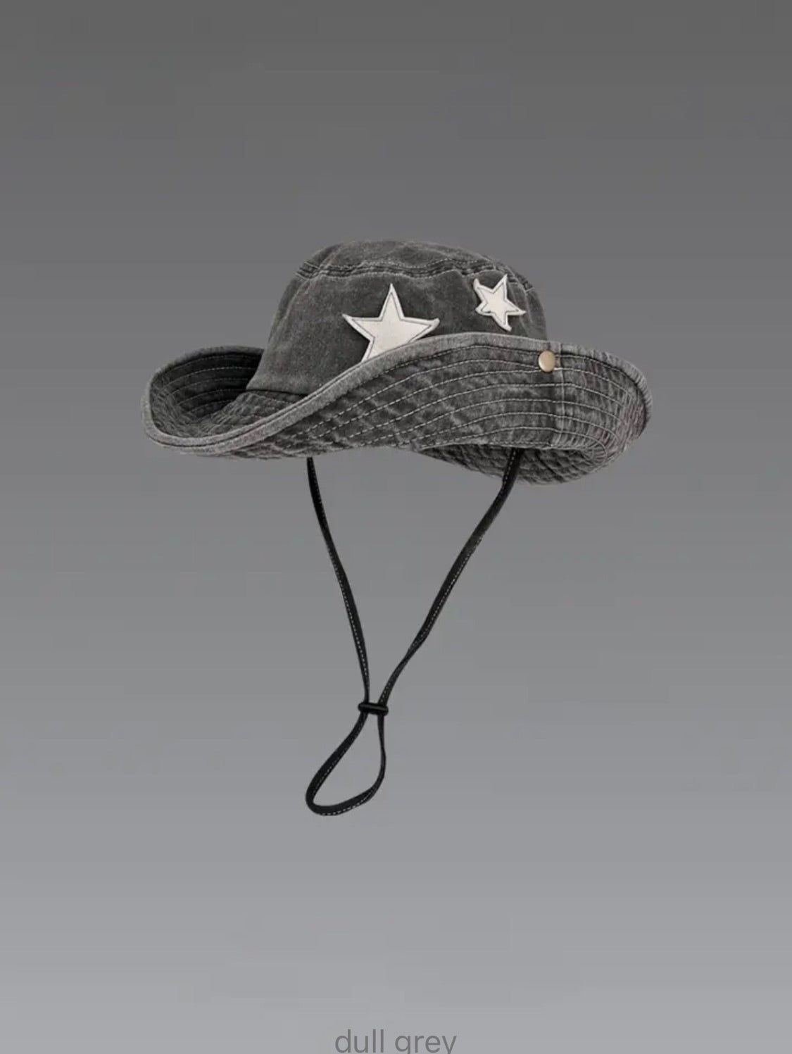 Black Washed Denim Star Bucket Hat