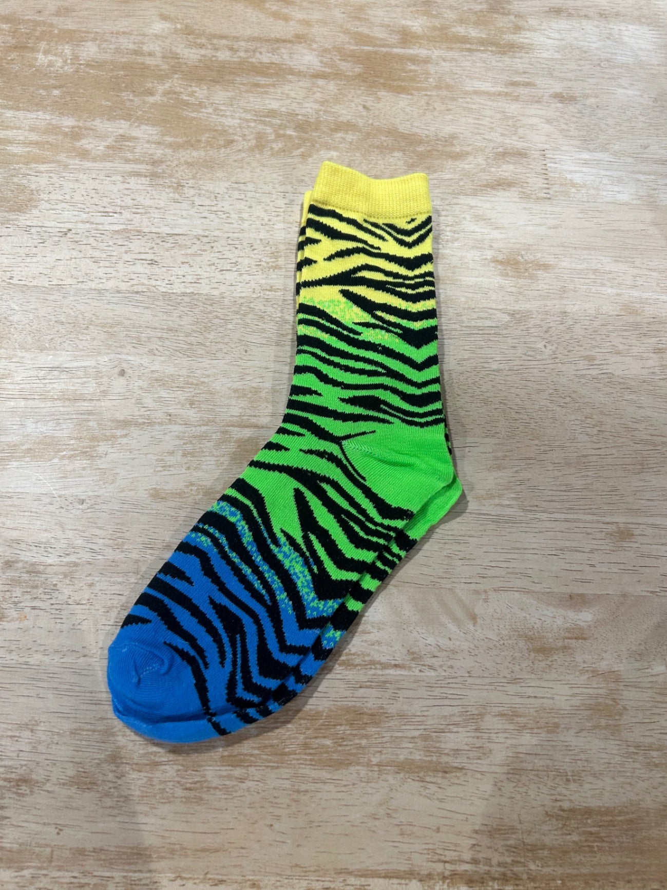 Zebra Socks Green/Blue/Yellow