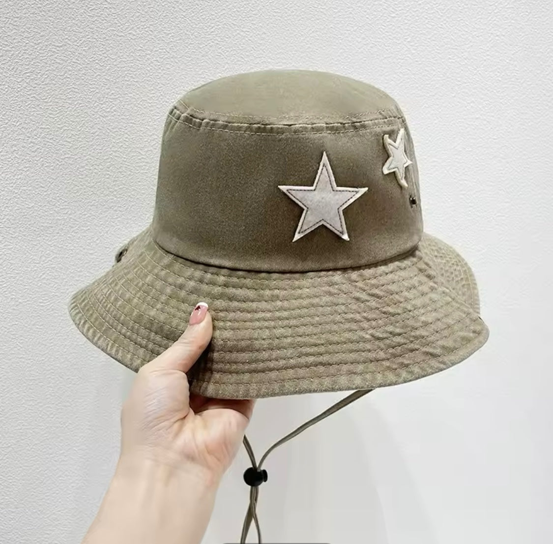 Sand Washed Denim Star Bucket Hat