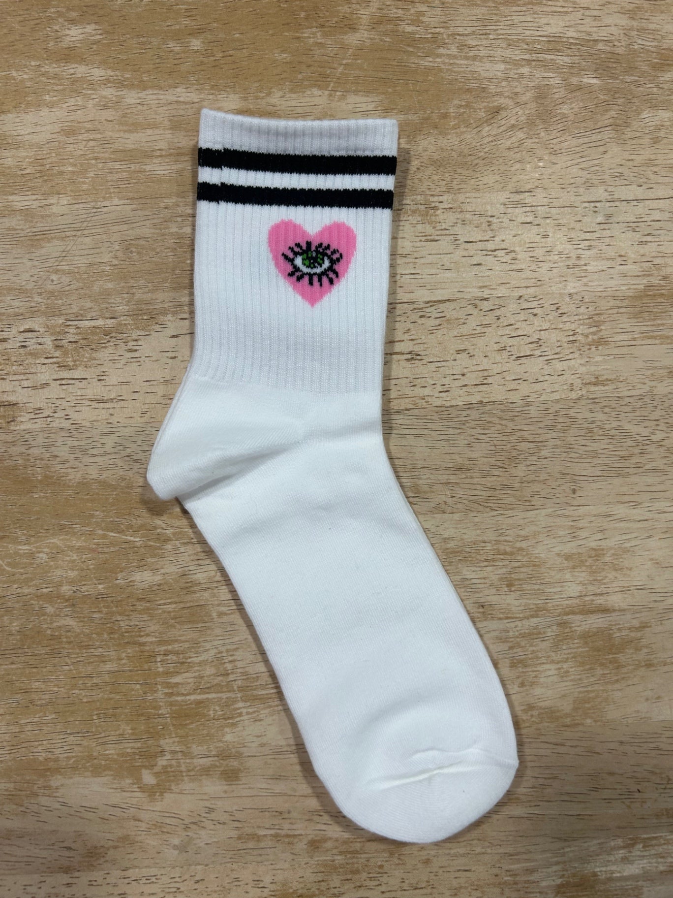 Pink Heart Eye Socks