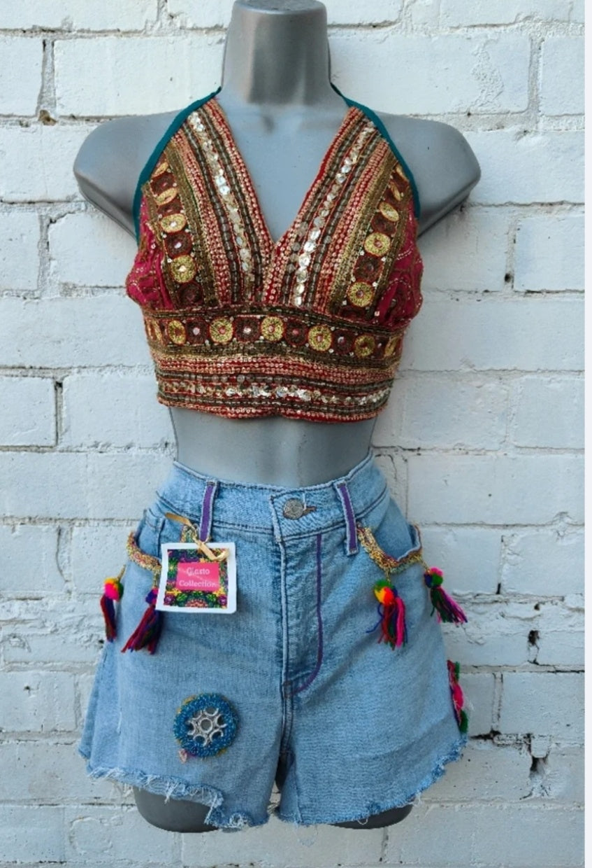 Vintage reworked denim cut offs