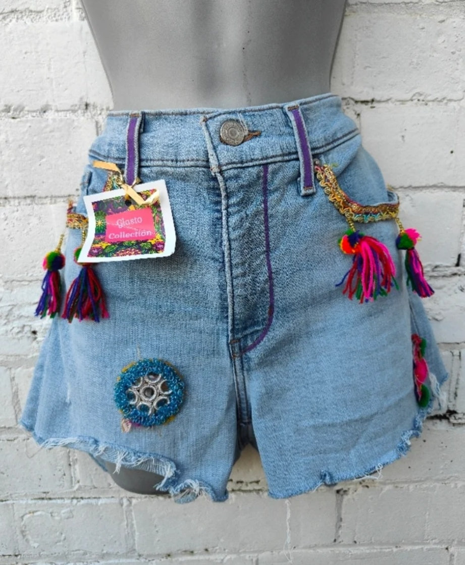Vintage reworked denim cut offs
