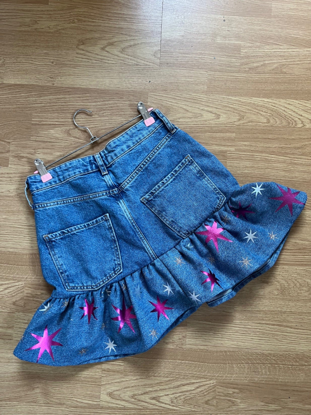 Denim ruffle star skirt