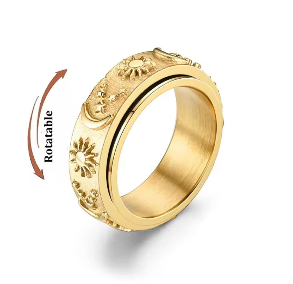 Moon Star Gold Fidget Ring Size 11