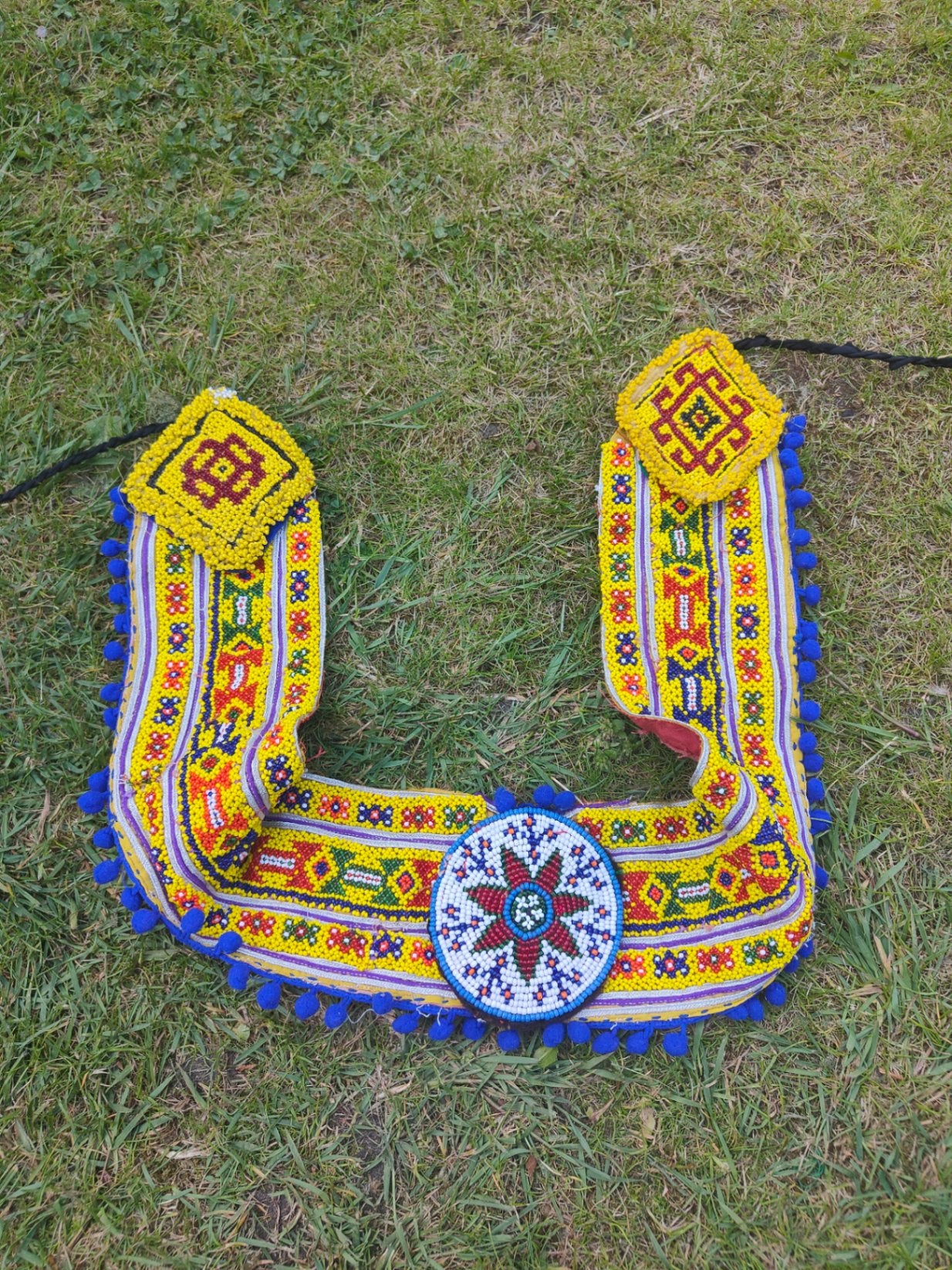 Boho tribal belt pompoms