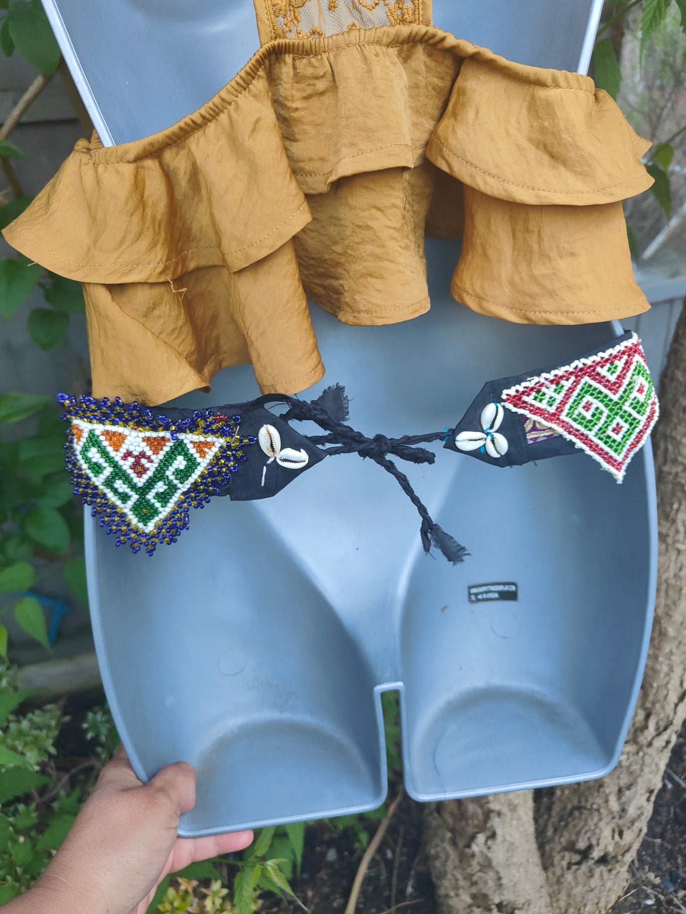 Boho tribal belt pompoms