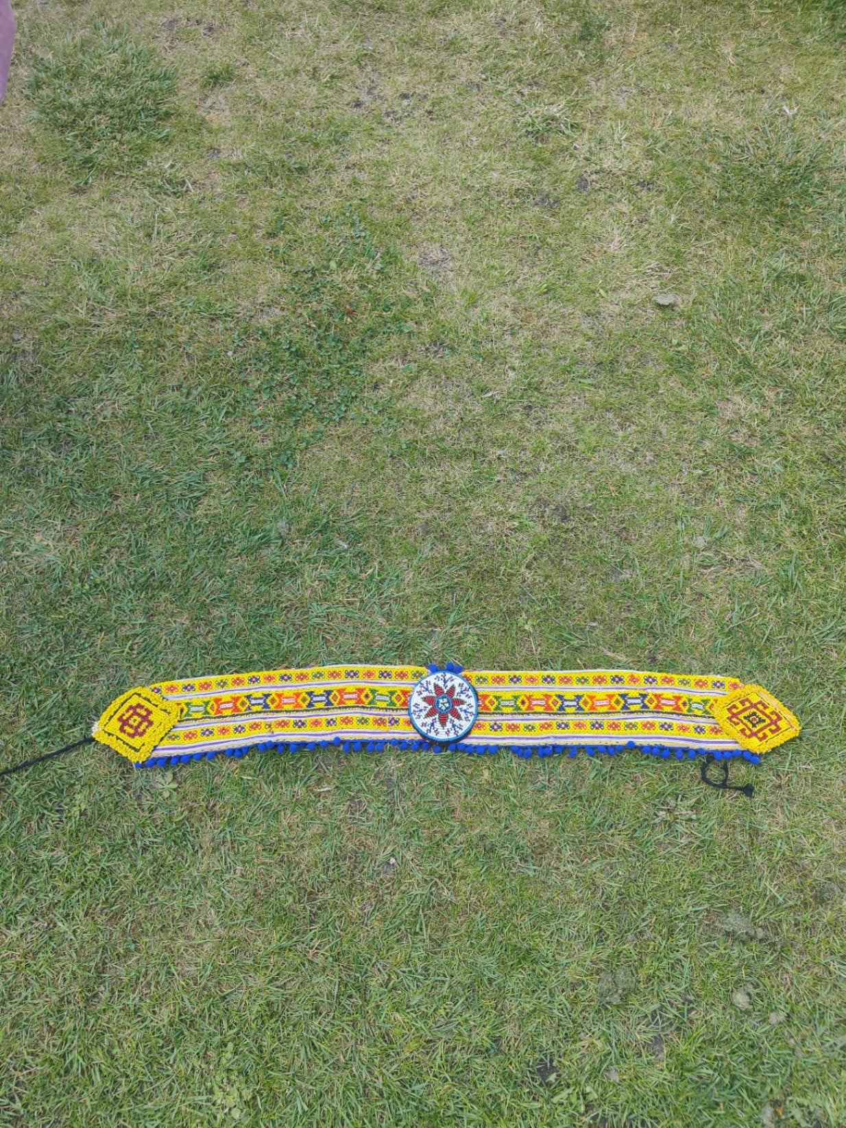 Boho tribal belt pompoms