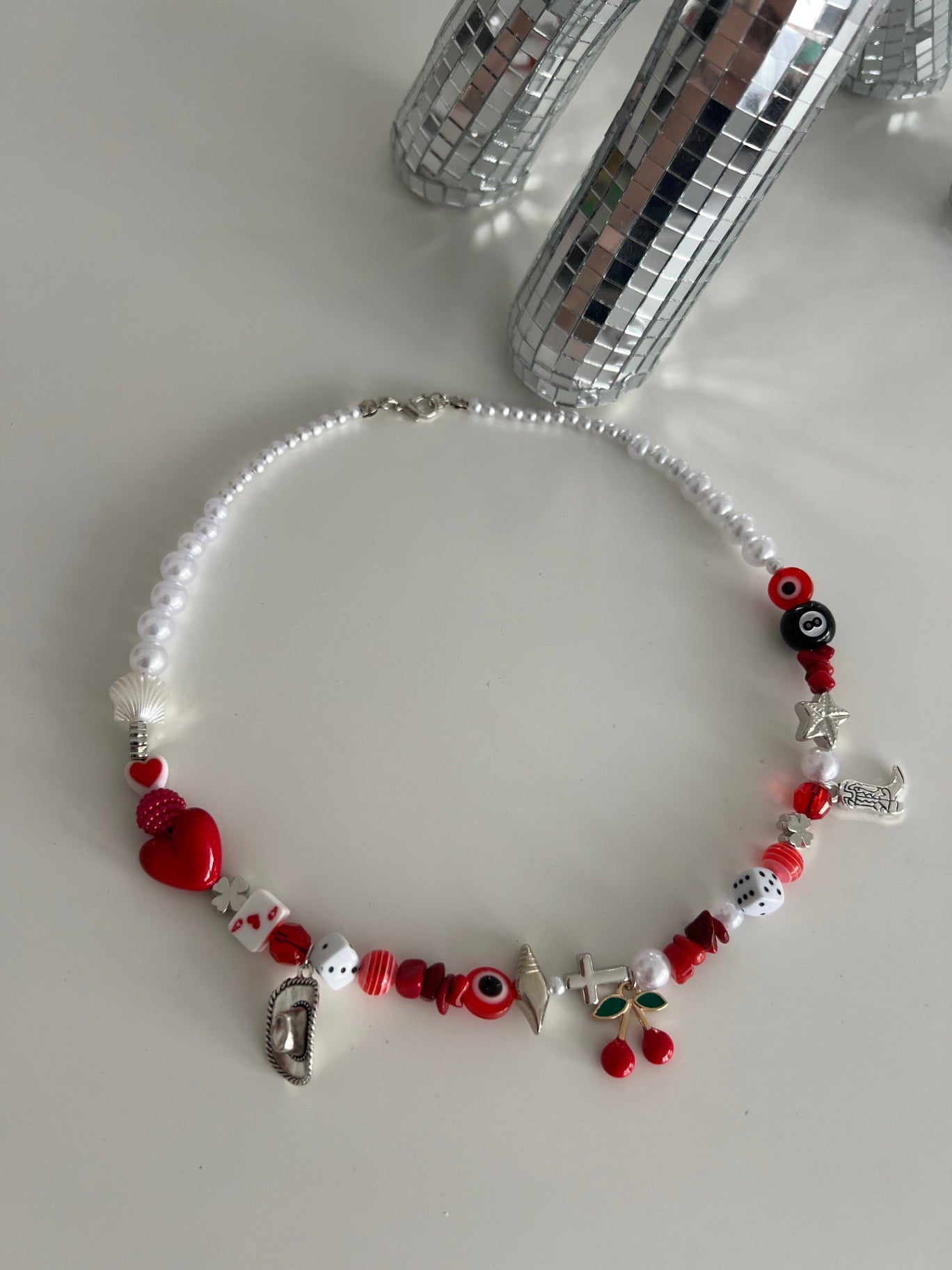 Red Flame Necklace - Silver