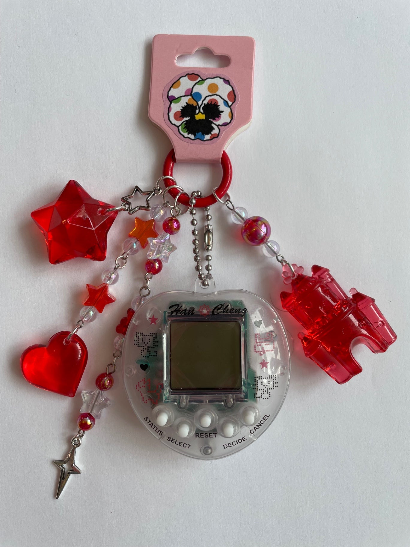 Translucent Virtual Pet Keychain - Red