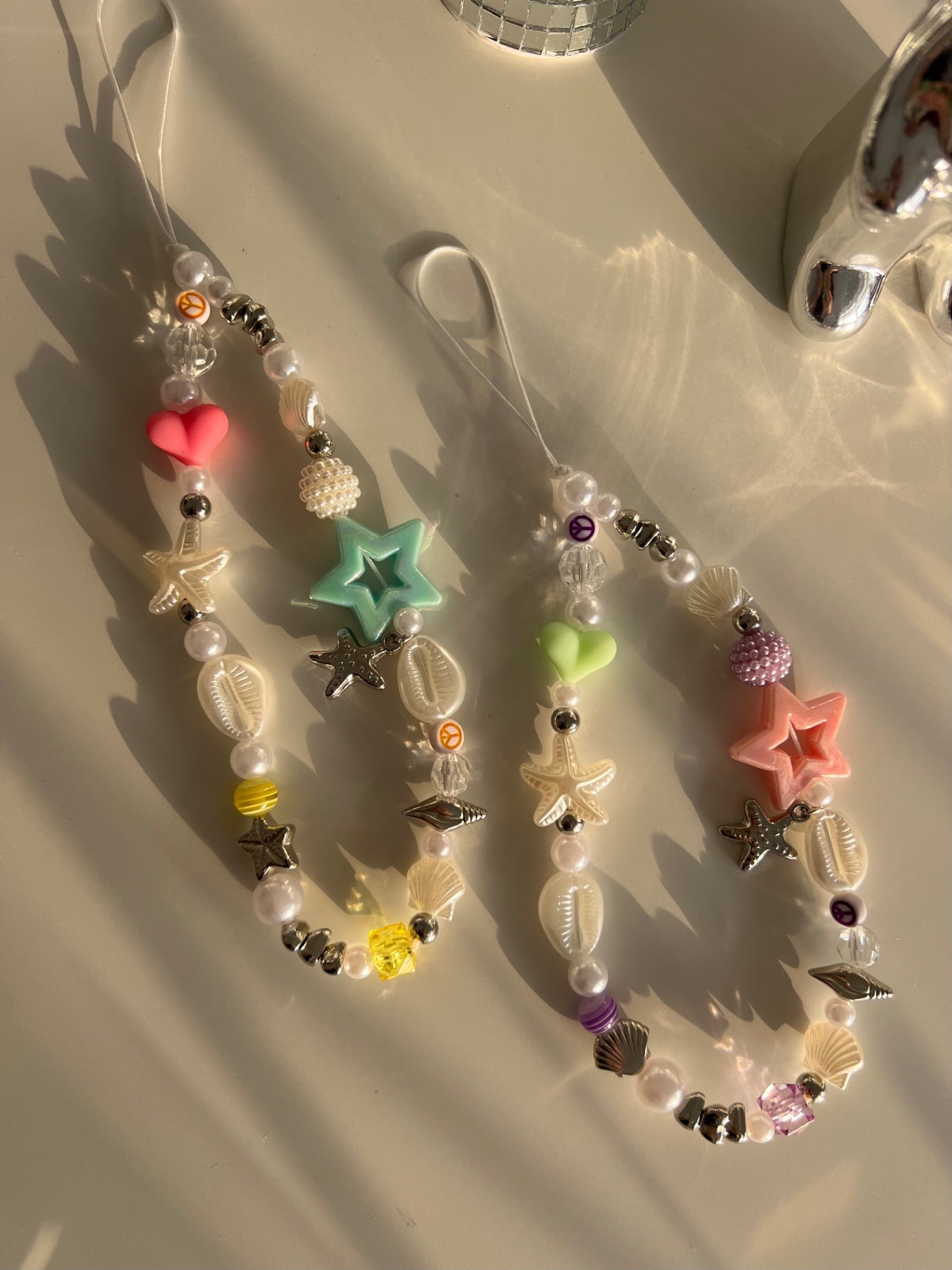 Bright Pearl phone charm - silver