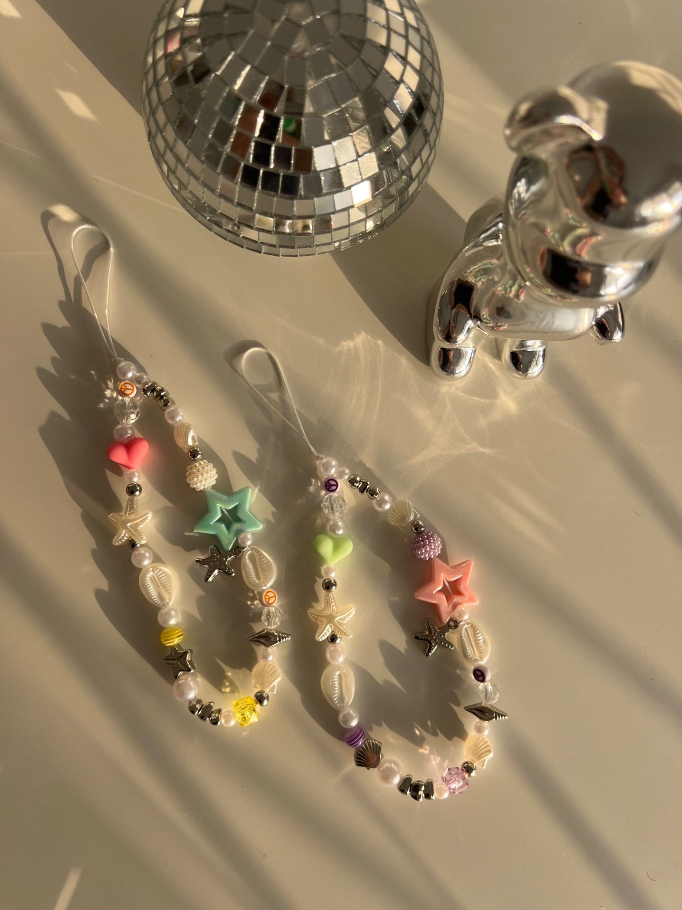 Bright Pearl phone charm - silver