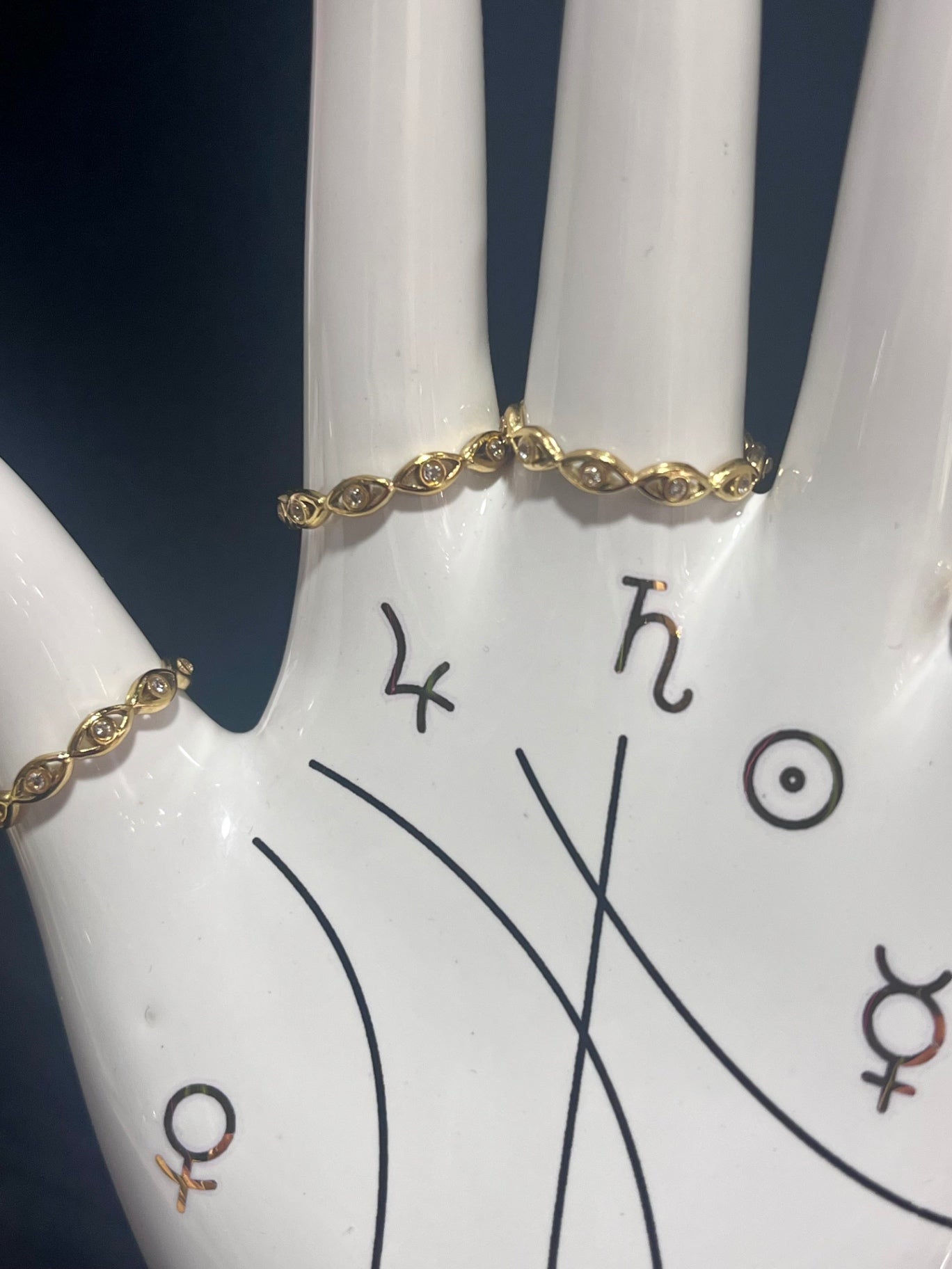 Gold white crystal Eye Stacker Ring