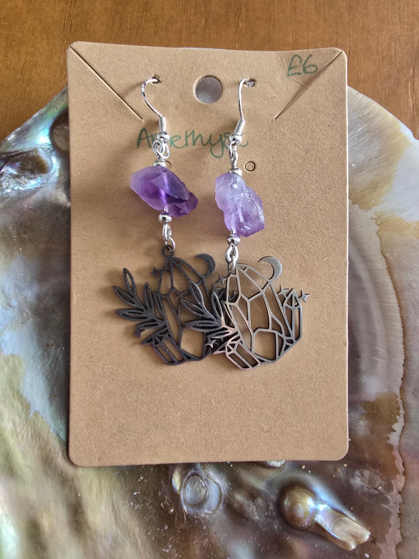Raw Amethyst crystal earrings