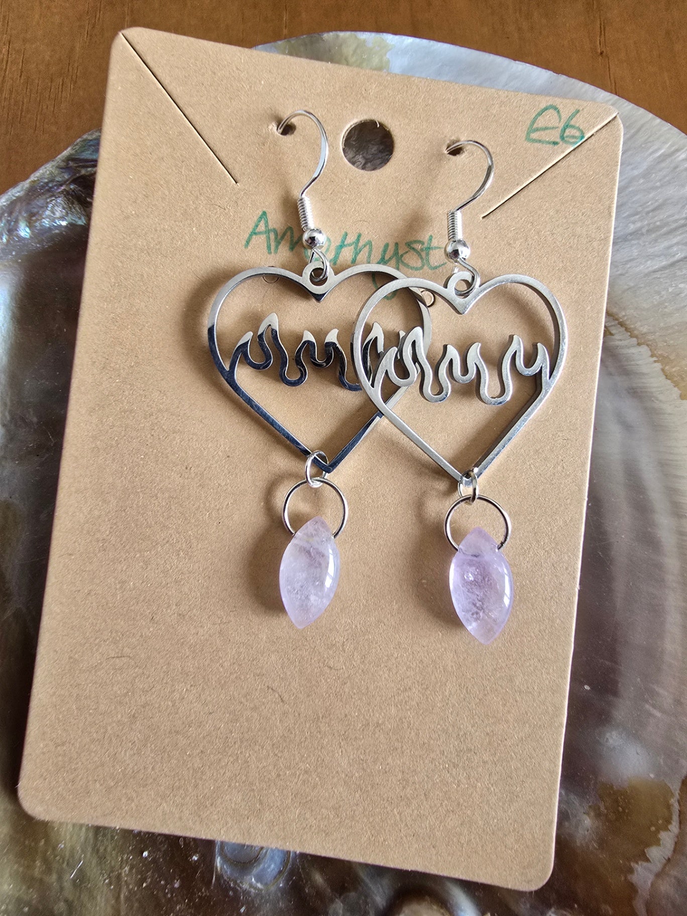 Amethyst heart earrings