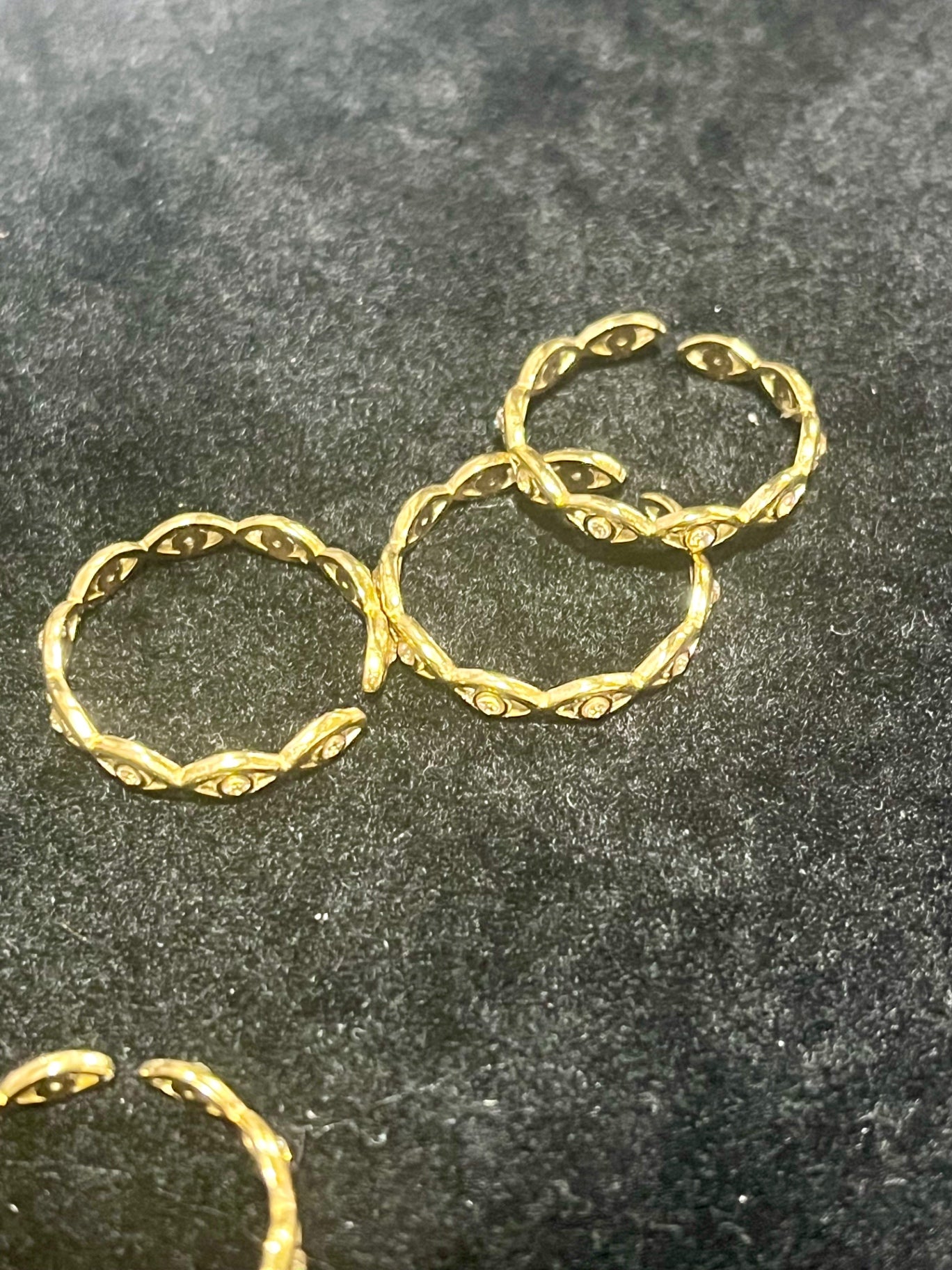 Gold white crystal Eye Stacker Ring