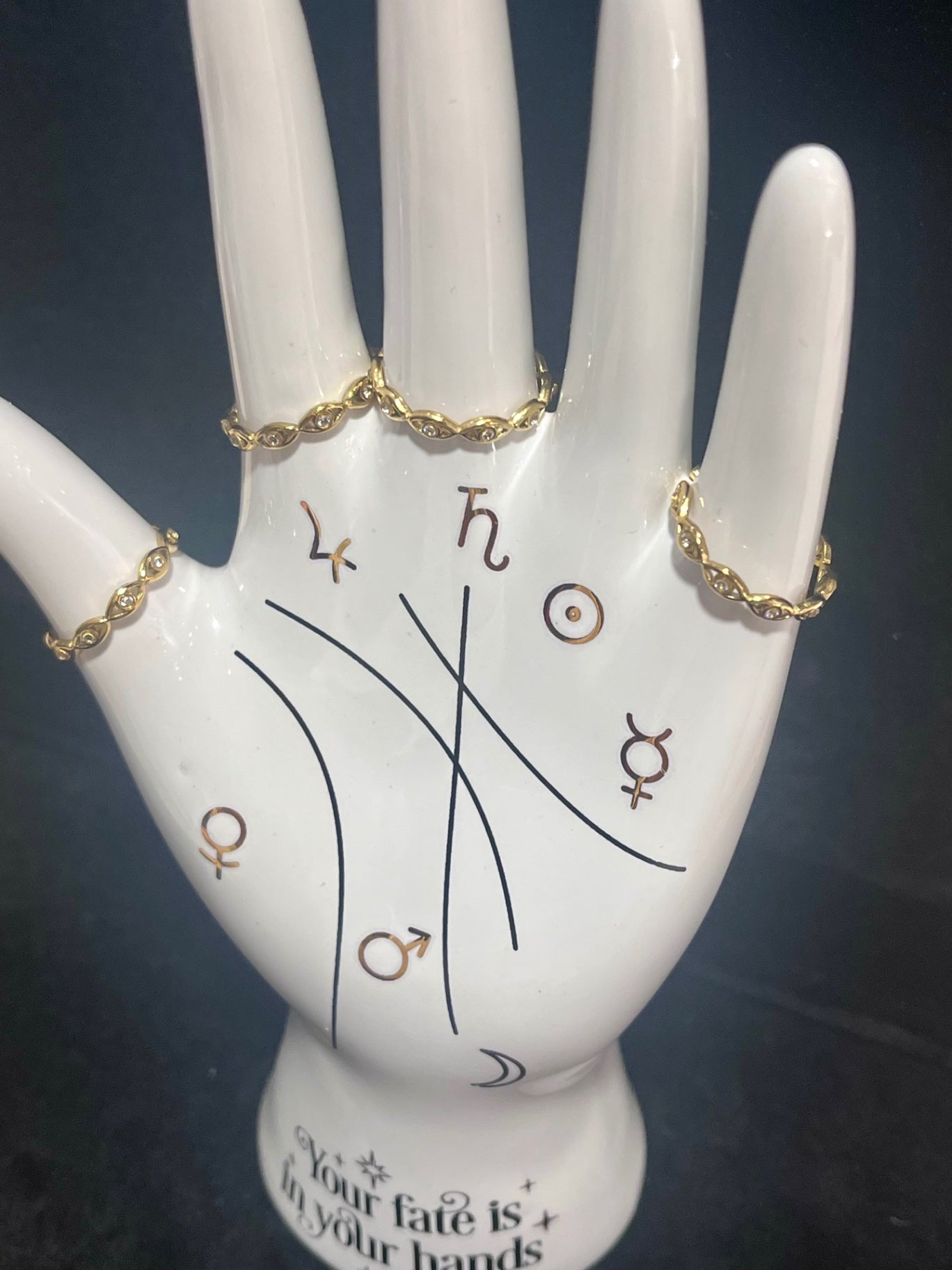 Gold white crystal Eye Stacker Ring
